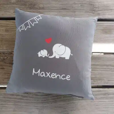 coussin naissance personnalisé motif éléphant