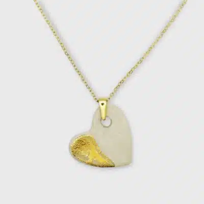 Collier coeur blanc or