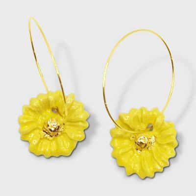 Boucle d oreille jaune fleu marguerite tournesol pendante pour femme ou ado haute fantaisie