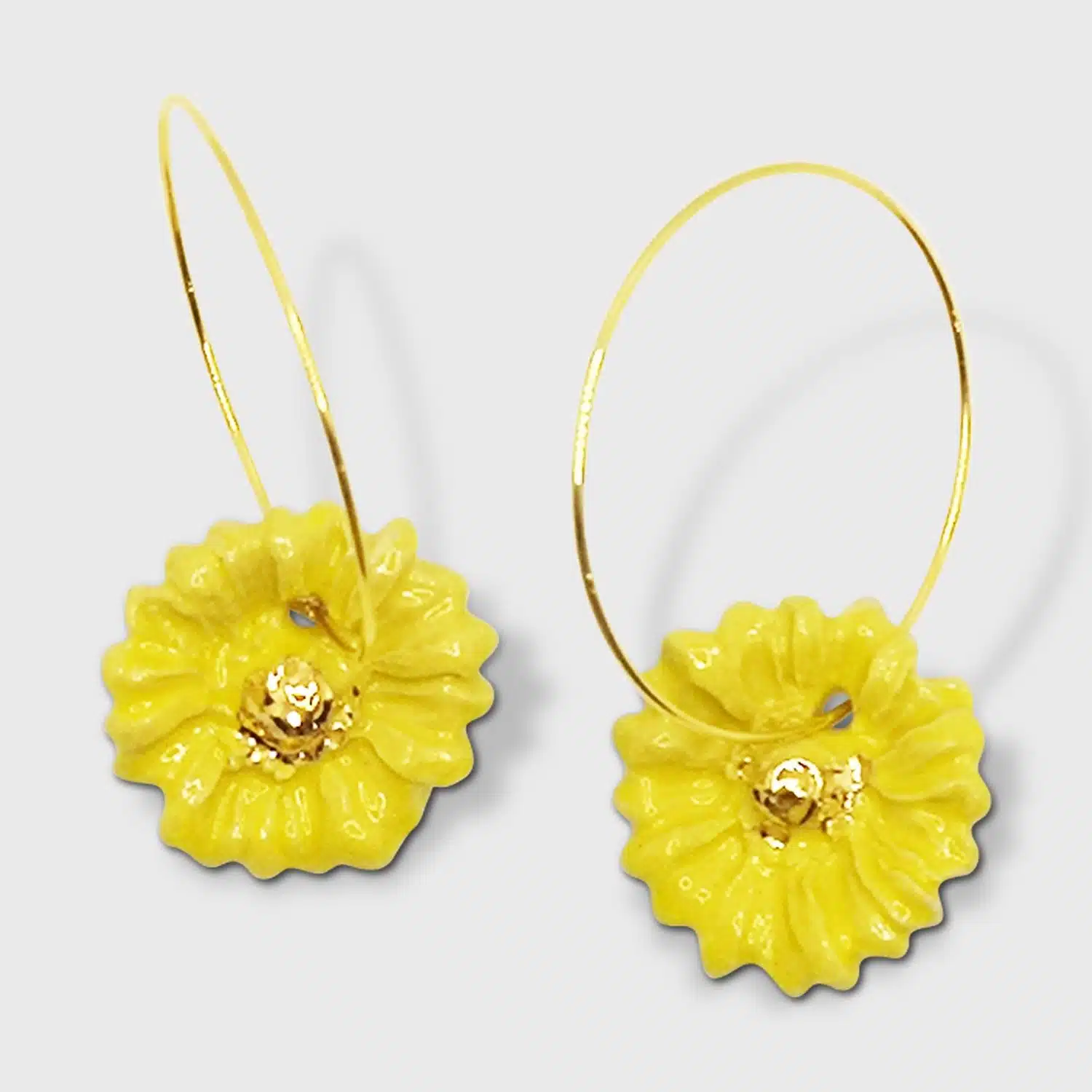 Boucle d oreille jaune fleu marguerite tournesol pendante pour femme ou ado haute fantaisie