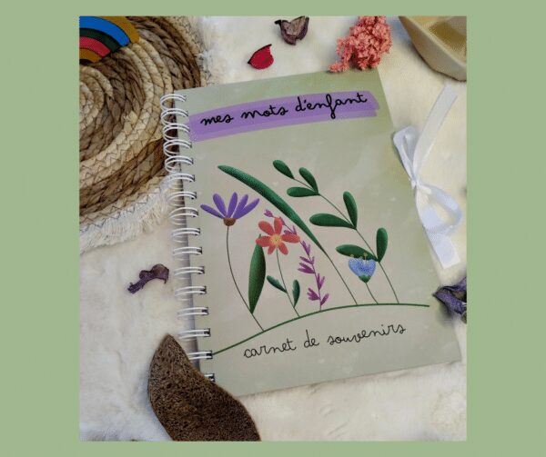 couverture carnet souvenirs vert fleurs