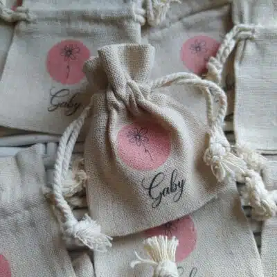 pochon à dragées en coton personnalisable