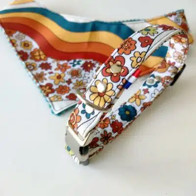 Collier Pour Chien fait main - Collection Seventies - Tissu antitache - Lotilis