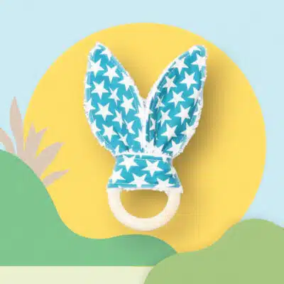 Hochet anneau de dentition en bois - ETOILES LAGON - (avec grelot)