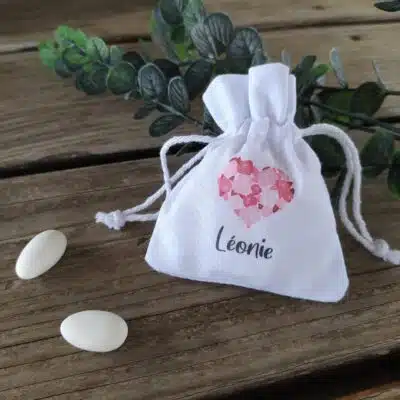 pochon en coton personnalisable pour dragées