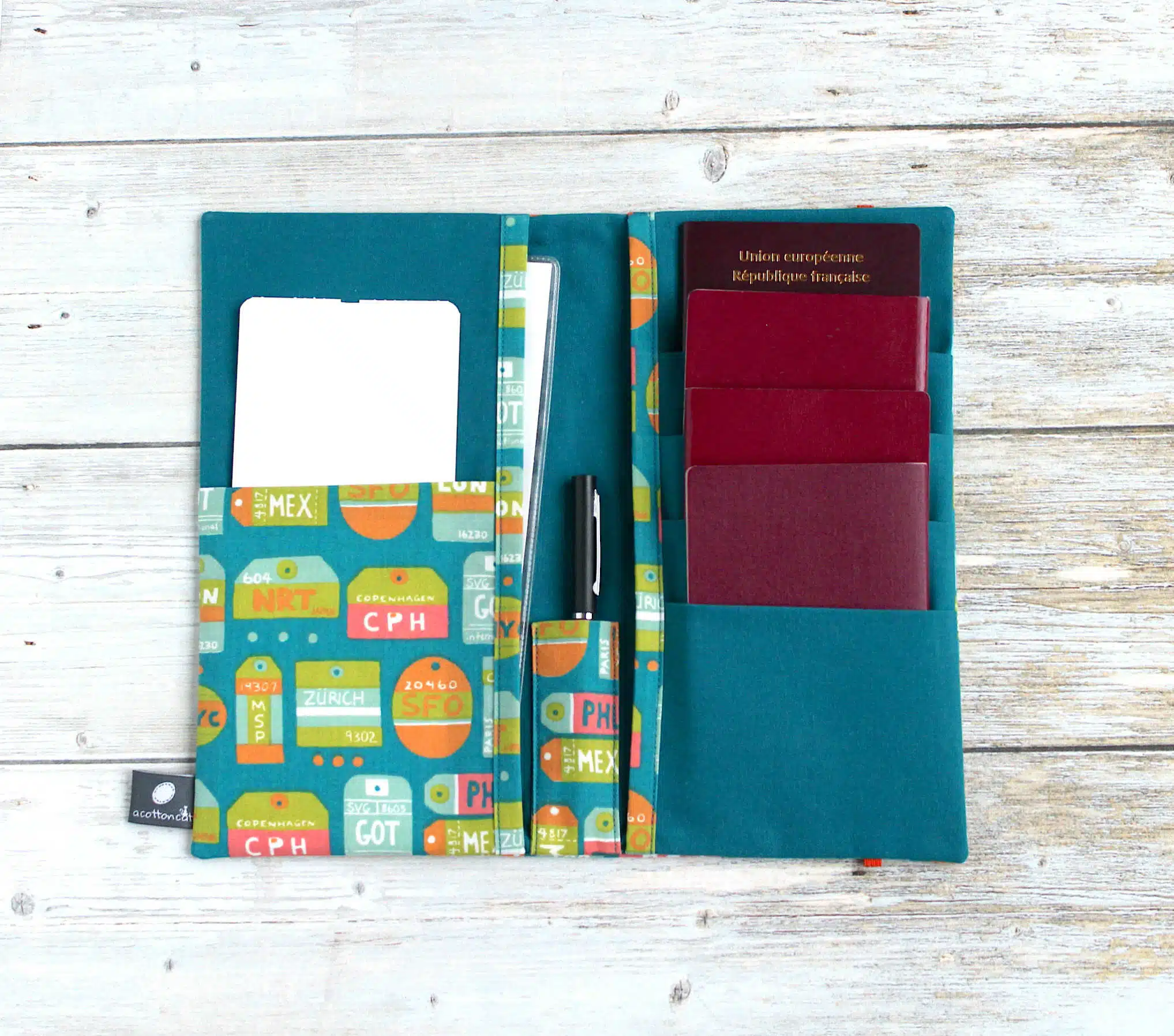 Porte documents voyage famille, pochette range passeports, étui billets d'avion,