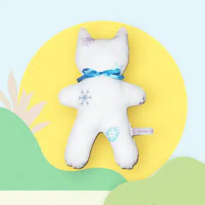 Doudou chat en tissu à grelot - FLOC - (24 cm)