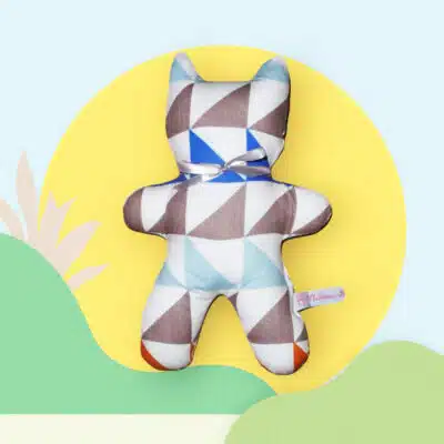 Doudou chat en tissu à grelot - NORDIK - (24 cm)