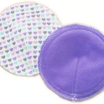 Compresses d'allaitement lavables en micro polaire - COEURS TENDRES - coussinets de maternité réutilisables