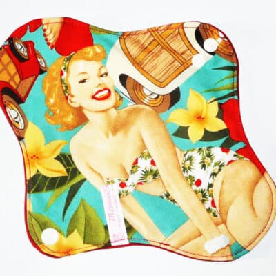 Serviette hygiénique lavable flux moyens - PIN-UP HAWAIENNE (M) - Zéro déchet - shl - serviette périodique