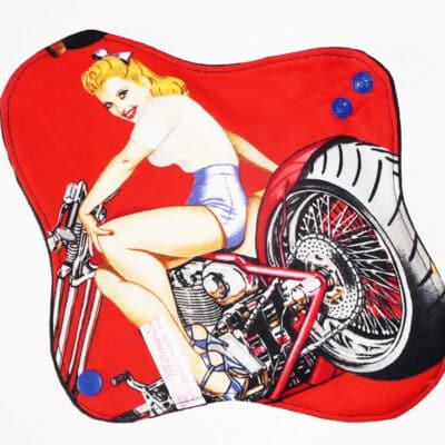 Serviette hygiénique lavable flux moyens - PIN-UP BIKER (M) - Zéro déchet - shl - serviette périodique