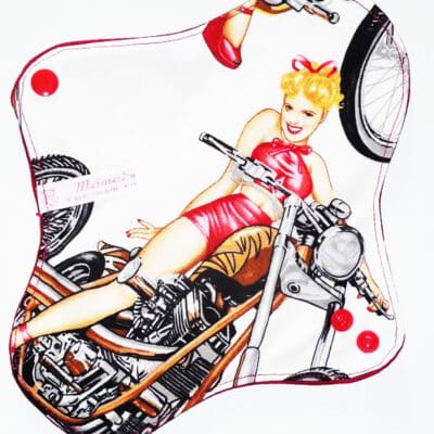 Serviette hygiénique lavable flux moyens - PIN-UP BIKER (M) - Zéro déchet - shl - serviette périodique