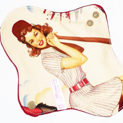 Serviette hygiénique lavable flux normaux - PIN-UP BASE-BALL (S) - Zéro déchet - shl - serviette périodique