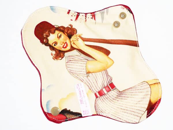 Serviette hygiénique lavable flux normaux - PIN-UP BASE-BALL (S) - Zéro déchet - shl - serviette périodique