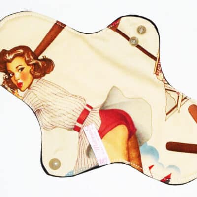 Serviette hygiénique lavable flux forts (L) - PIN-UP BASE BALL - Zéro déchet - shl - serviette périodique