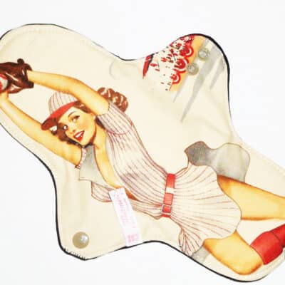 Serviette hygiénique lavable flux forts (L) - PIN-UP BASE BALL - Zéro déchet - shl - serviette périodique