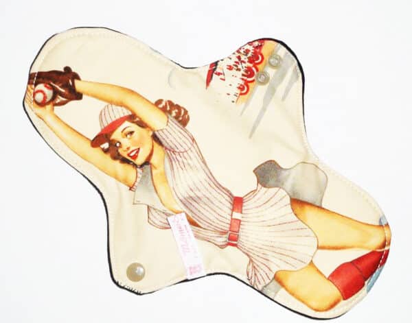 Serviette hygiénique lavable flux forts (L) - PIN-UP BASE BALL - Zéro déchet - shl - serviette périodique