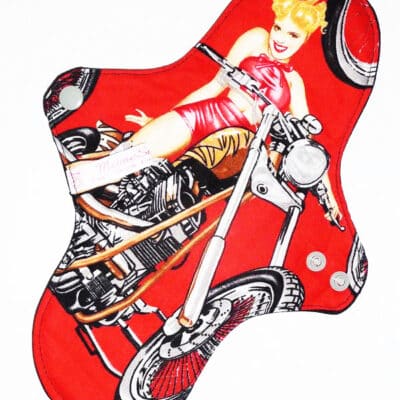 Serviette hygiénique lavable flux forts (L) - PIN-UP BIKER - Zéro déchet - shl - serviette périodique