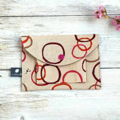 Portefeuille tissu japonais, pochette Japonaise avec poche, étui masque FP2, accessoire japonais style minimaliste