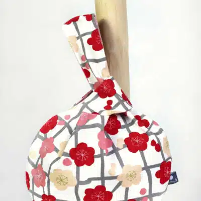 Sac japonais à noeud, sac à projets, knot bag fleurs