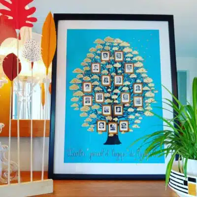 Arbre généalogique artistique personnalisé "Nuit étoilée"