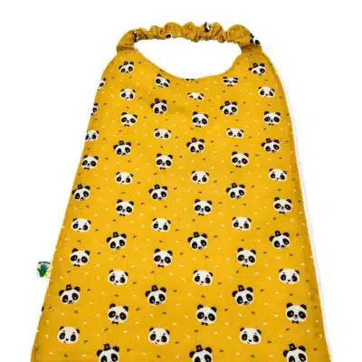 Serviette cantine personnalisable - Motif pandas jaunes
