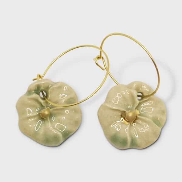 Boucles d'oreilles vertes celdaon fleur pour femme chic Corinne Ceramique