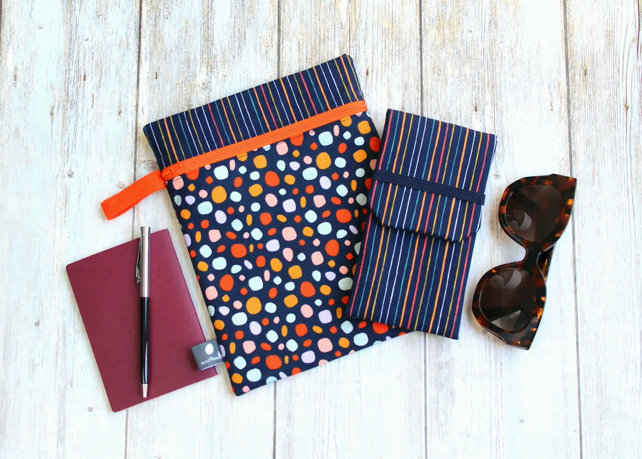 Pochette livre zippée, trousse tissu multi couleurs, porte documents – Image 6