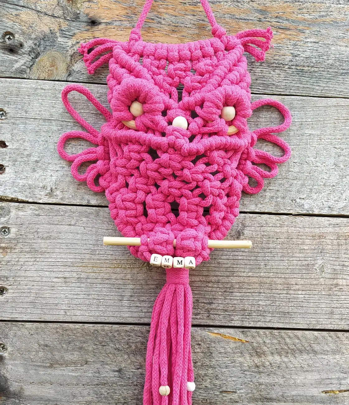 chouette-fushia_macrame-bois