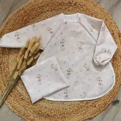 Bavoir manches longues motif souris taille 12/36 mois