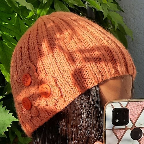 Bonnet tricoté Creeks orange foncé femme