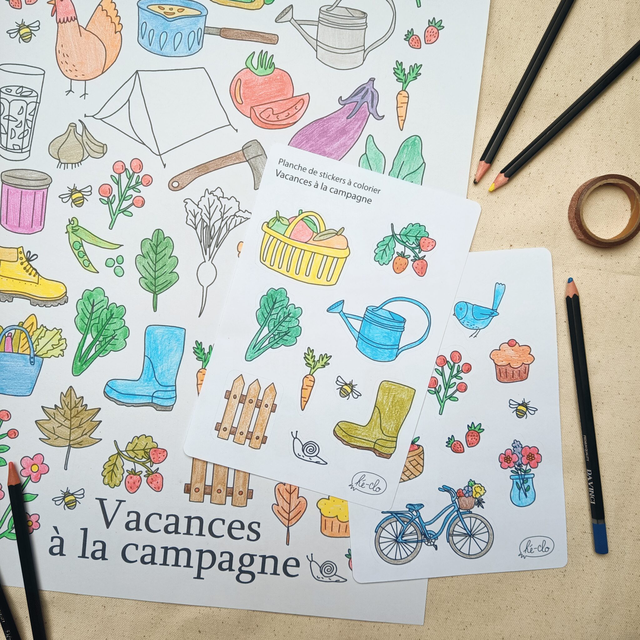 Coloriage vacances à la campagne