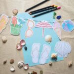 Guirlande vacances à la plage à colorier