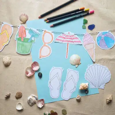 Guirlande vacances à la plage à colorier