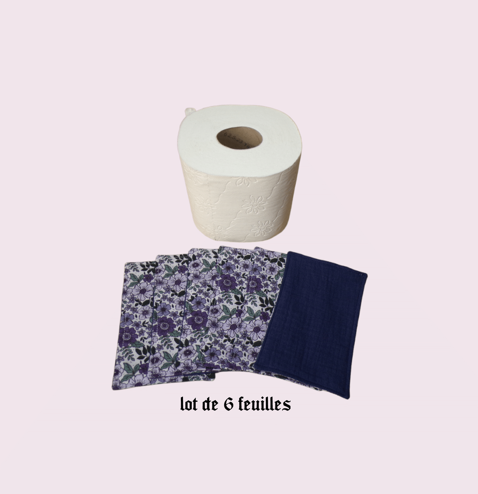 papier toilette lavable, réutilisable en lot de 6 feuilles coton