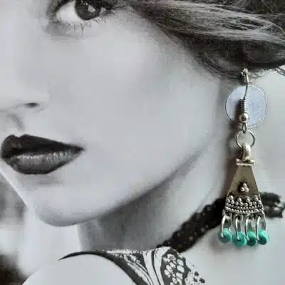 Boucles d'oreilles estampes Pierre turquoise