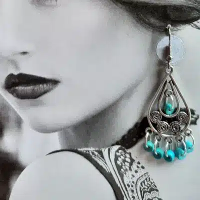 Boucles d'oreilles estampes Pierre turquoise