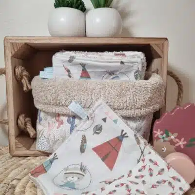 PANIERE A LINGETTES LAVABLES "PETIT INDIEN"