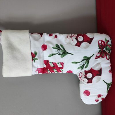 Cadeau Noël fait main botte de Noël motifs "gui"