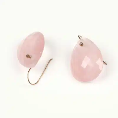 Boucles d'Oreilles Goutte Quartz Rose