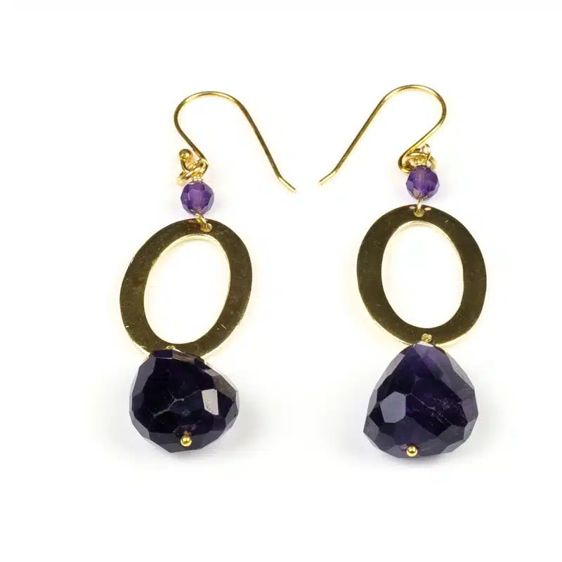 Boucles d'Oreilles Pendantes Améthystes