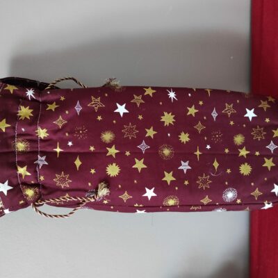 Cadeau Noël fait main porte bouteilles "étoiles bordeaux"