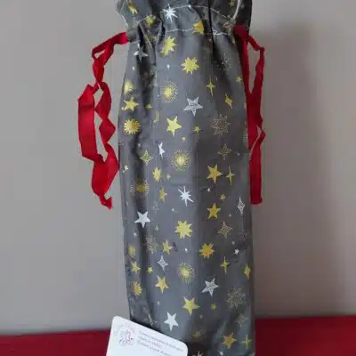 Cadeau Noël fait main porte bouteille "étoile gris"