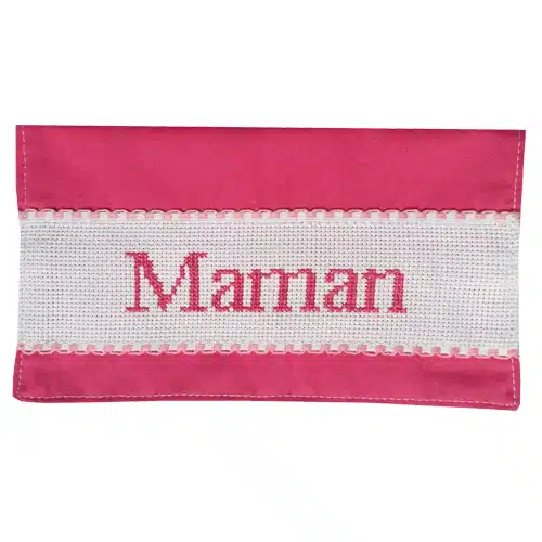 porte chéquier personnalisable brodé main maman framboise