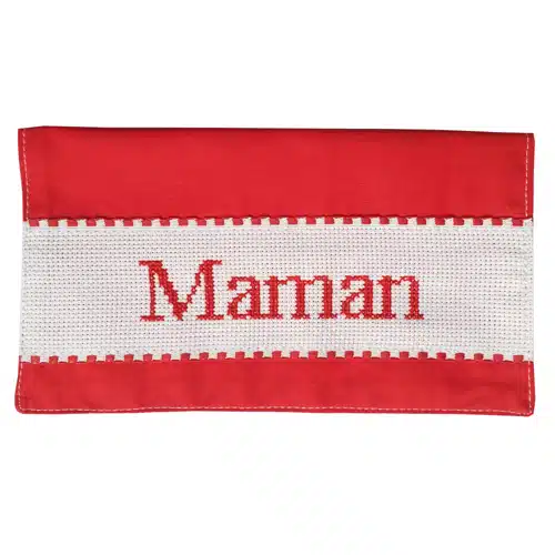 porte chéquier personnalisable brodé main maman rouge