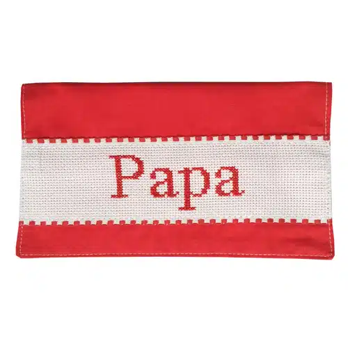 porte chéquier personnalisable brodé main papa rouge