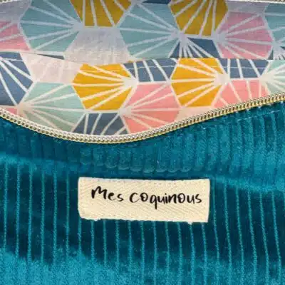 Sac banane en velours cotelé - bleu fait main