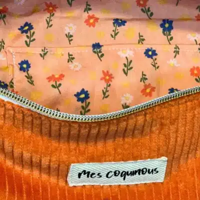 Sac banane en velours cotelé - orange fait main