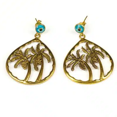 Boucles d'Oreilles en Argent 925 Palmiers en Laiton