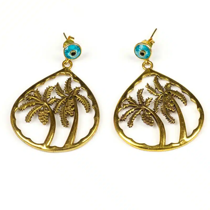 Boucles d'Oreilles en Argent 925 Palmiers en Laiton